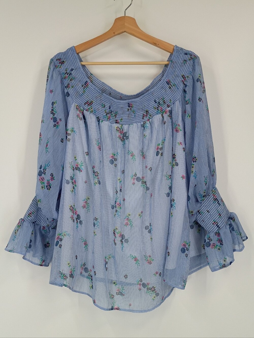 DC Jeans Off the Shoulder Floral Stripe Blouse